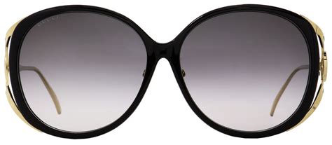 Gucci Oval Sunglasses GG0226SK 001 Black/Gold 60mm 0226